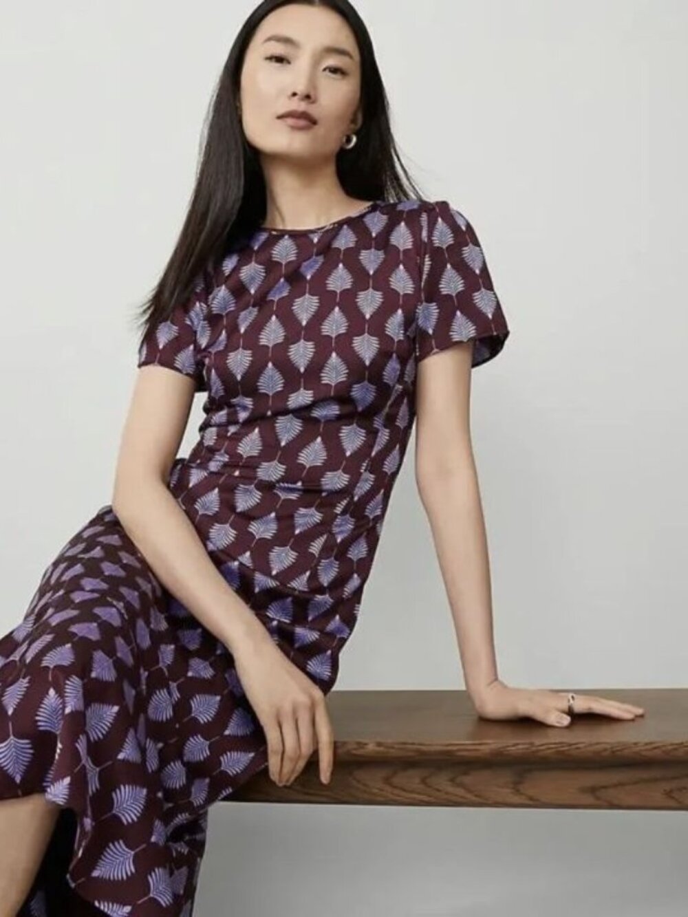 Ann Taylor Fern Flounce Hem Maxi Shift Dress 4P